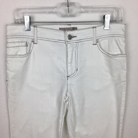 Chico's White Denim Cropped Jeans Small Chico's 0 - Picture 3 of 6